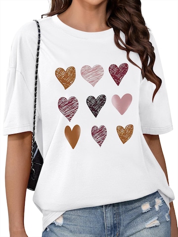 GORHEY Shirt 'Women's Summer Short-Sleeve Shirt with Doodle hearts Print Tees'‌‌‌‌‌‌‌‌‌‌ in Weiß: Vorderseite