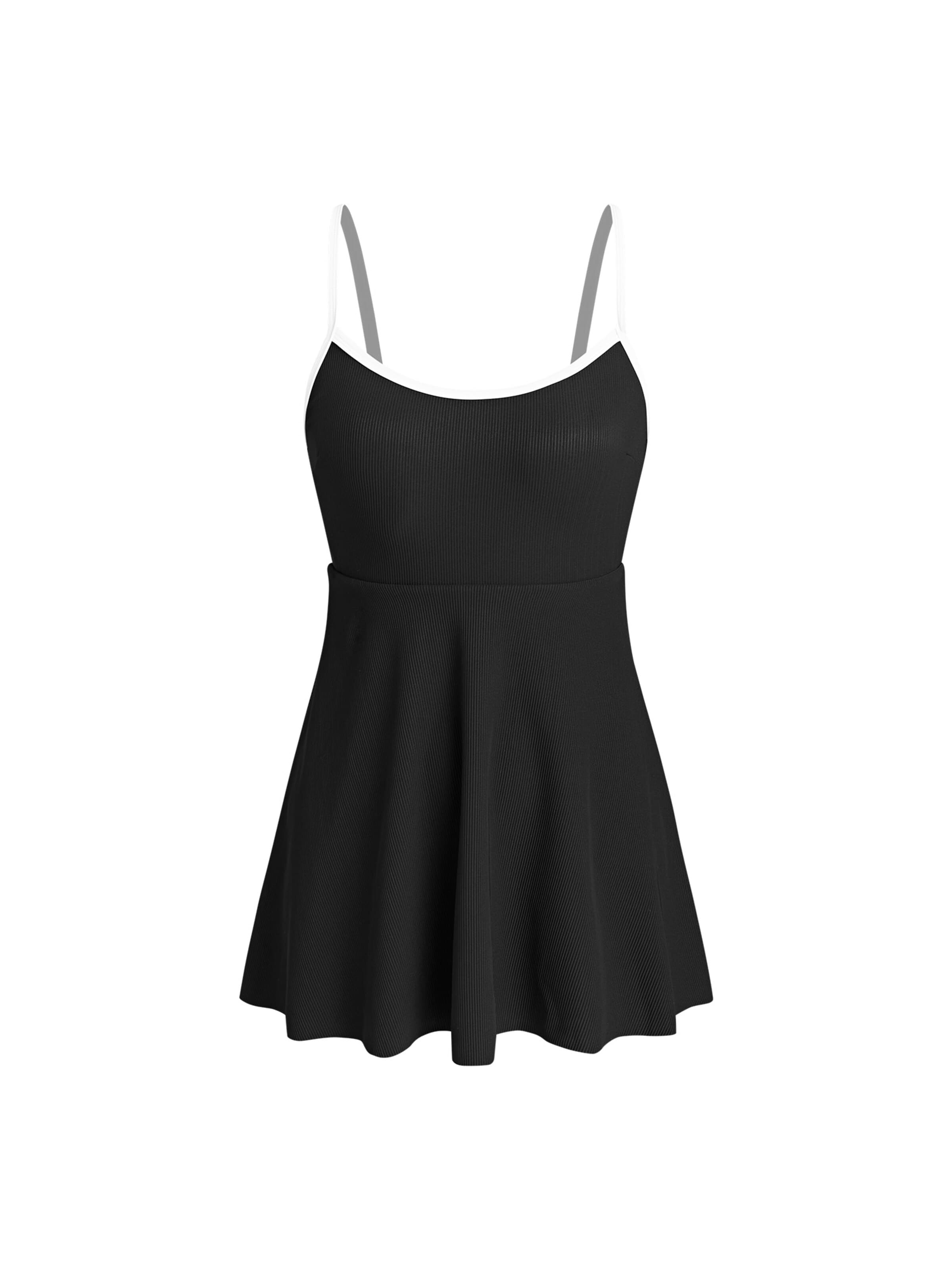 Cupshe Bralette Swimsuit Dress in Black: front