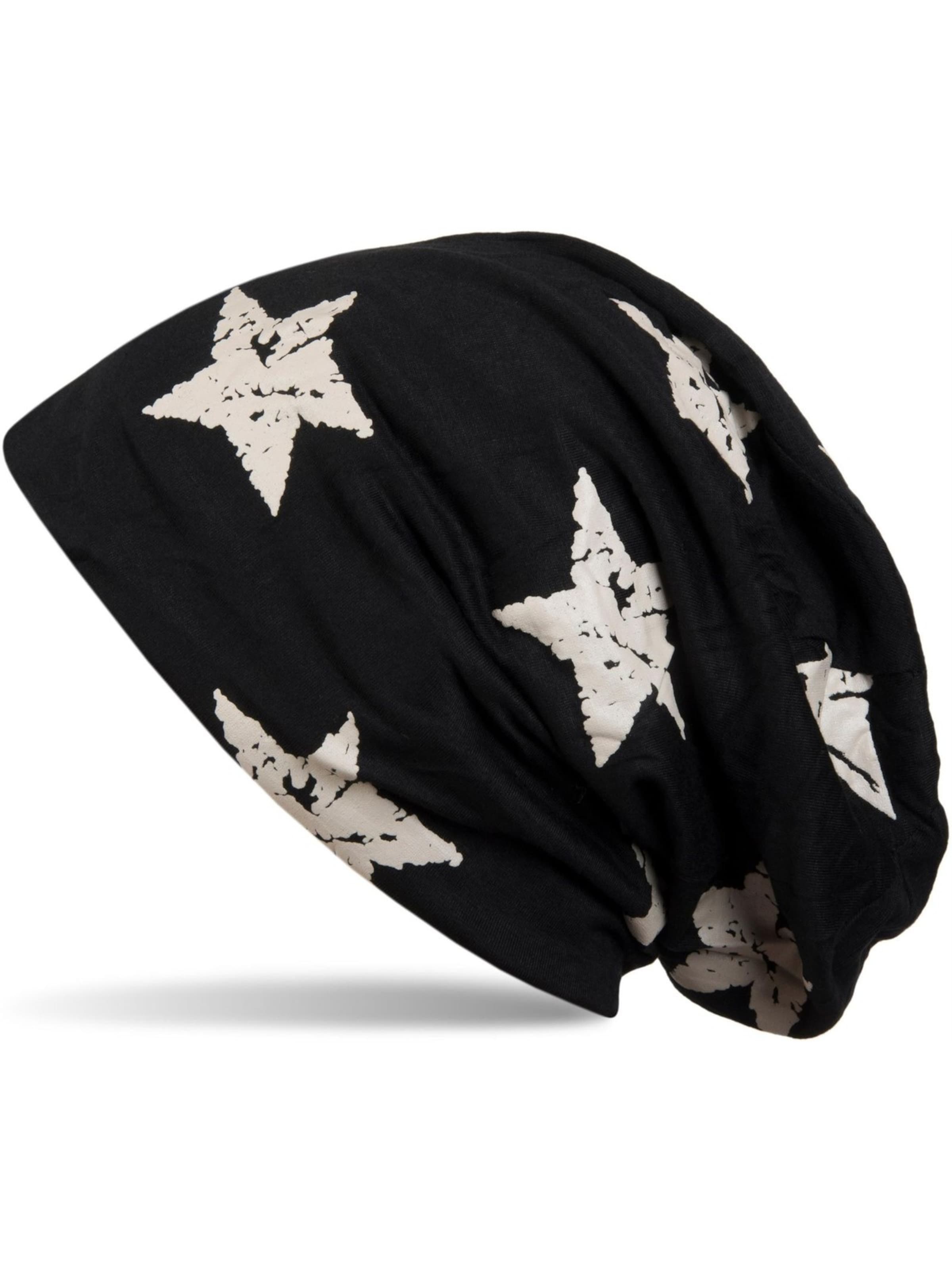 styleBREAKER Mütze 'Beanie mit Sterne Print im Destroyed Look'‌‌‌‌‌‌ in schwarz, Produktansicht