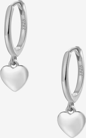 Hey Happiness - Pendientes 'Heart Huggie' en plata: frente