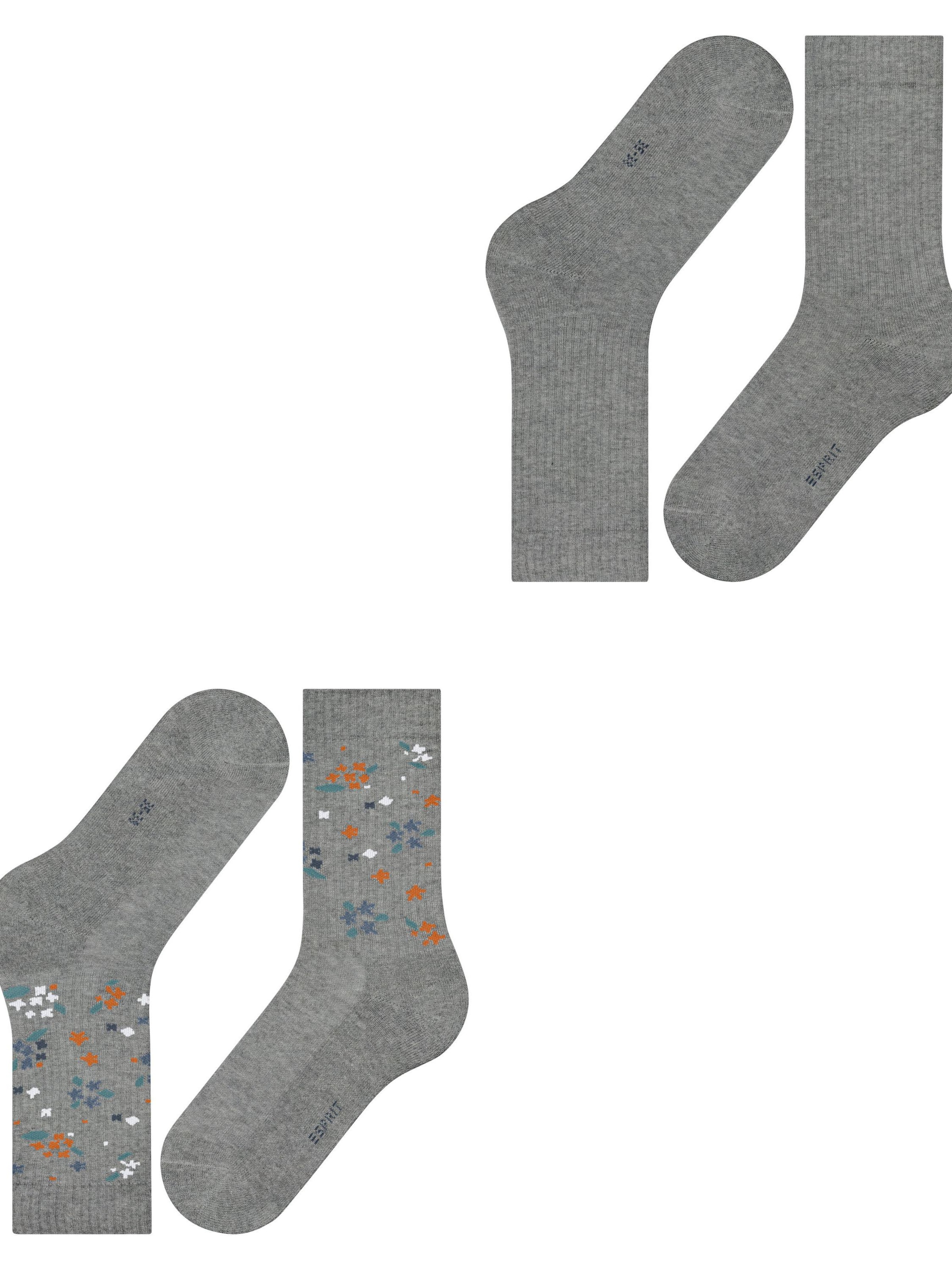 ESPRIT Socken 'Flower Rib 2-Pack'‌‌‌‌‌‌‌‌‌ in Grau