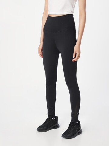 NIKE Skinny Workout Pants 'One' in Black: front