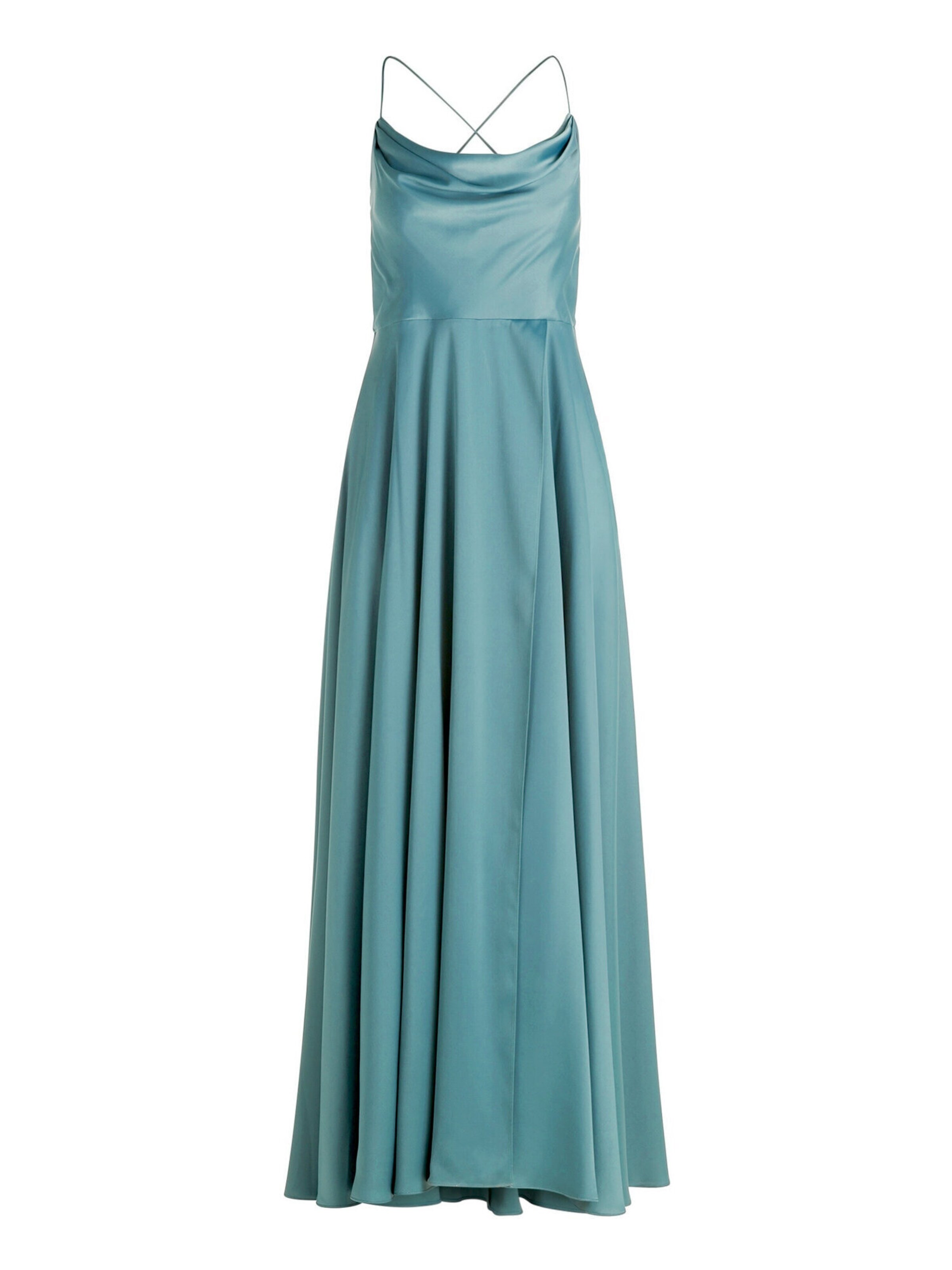 Vera Mont Abendkleid mit Wasserfallausschnitt in Blau: Vorderseite