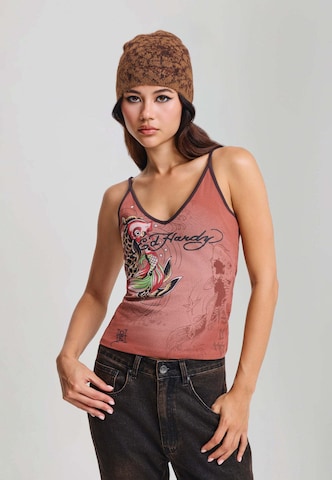 Ed Hardy Top in Bruin: voorkant