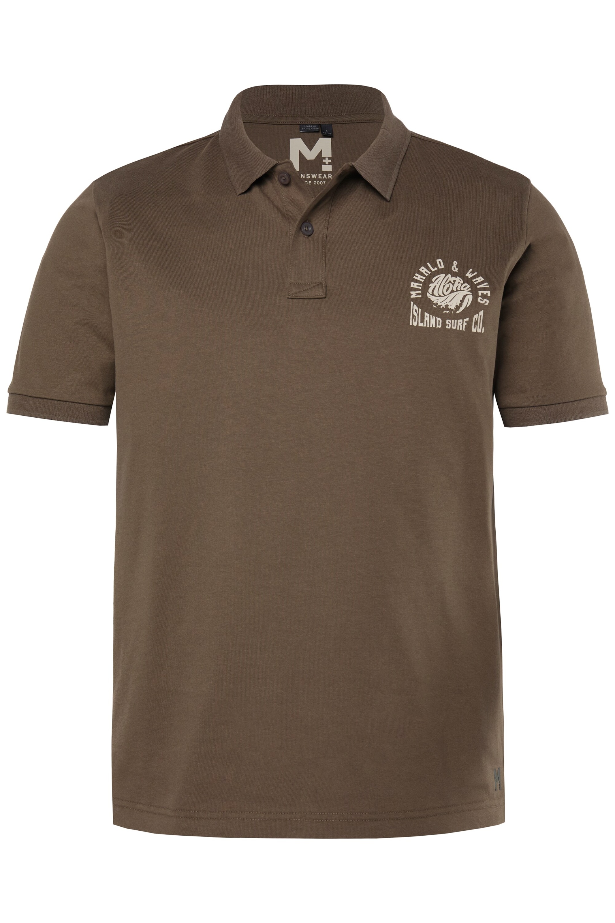 Men Plus Poloshirt in Braun: Vorderseite