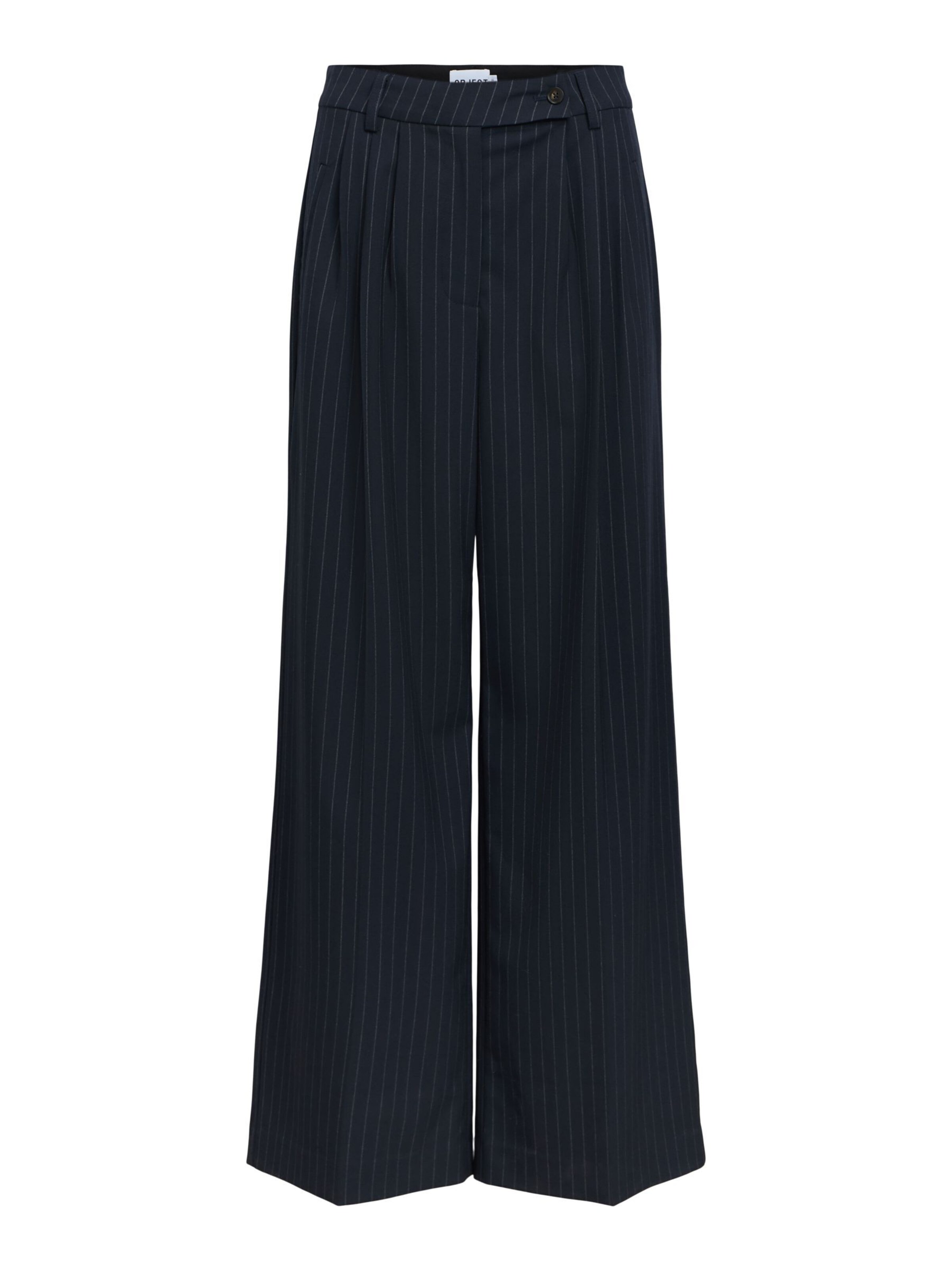 OBJECT - Pierna ancha Pantalón de pinzas en azul: frente