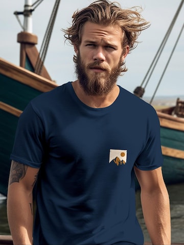 Neverless Shirt 'Mointain Badge' in Blue