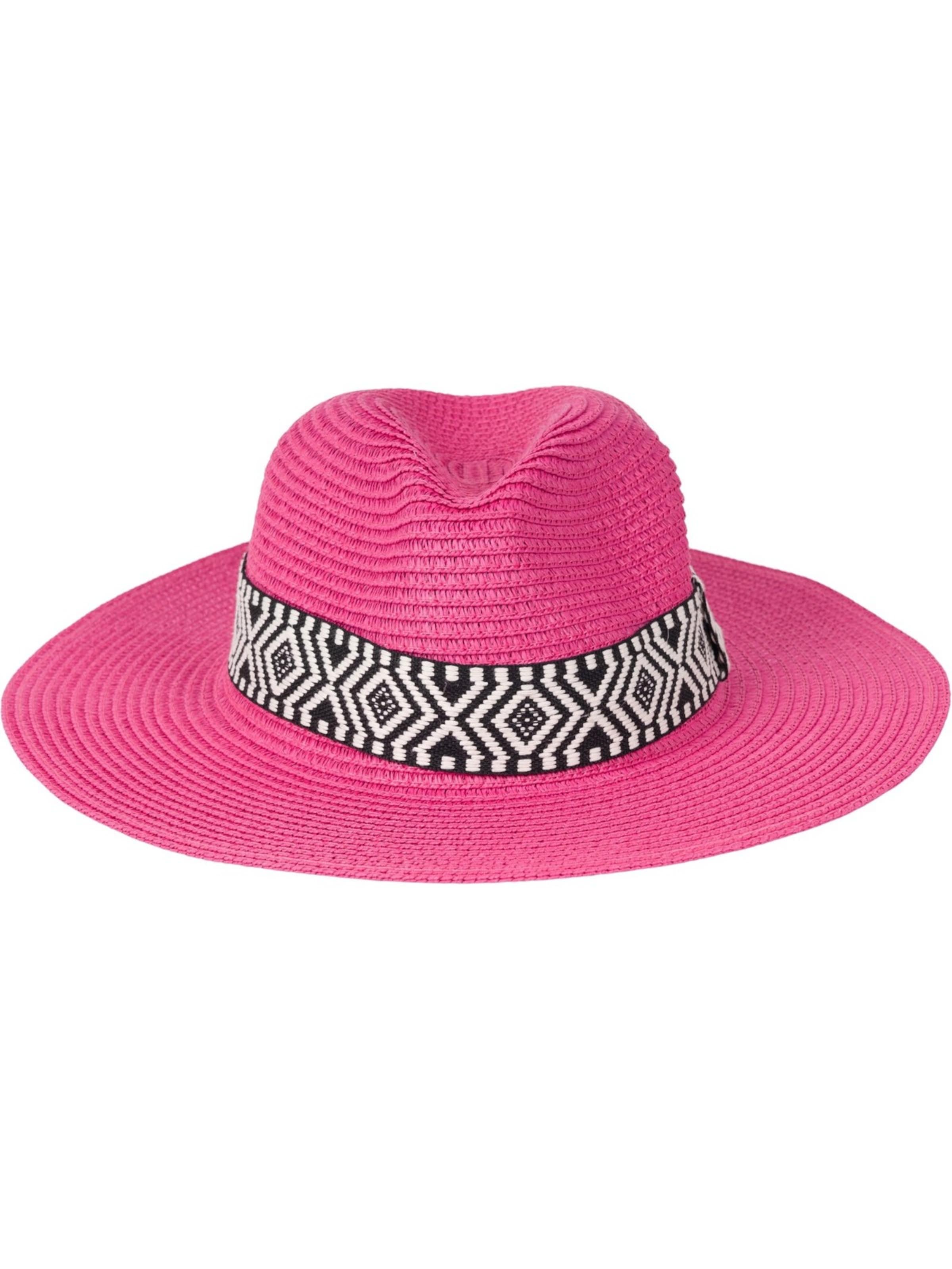 styleBREAKER Hut 'Panama Strohhut Hutband Azteken Muster'‌‌‌‌‌ in Pink