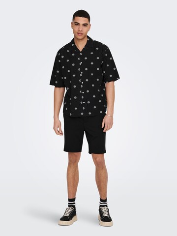 Only & Sons Comfort Fit Hemd 'Tie' in Schwarz