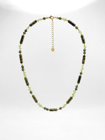 Nemomatheo Necklace 'Regenwald – Naturstein-Röhrenperlen' in Gold