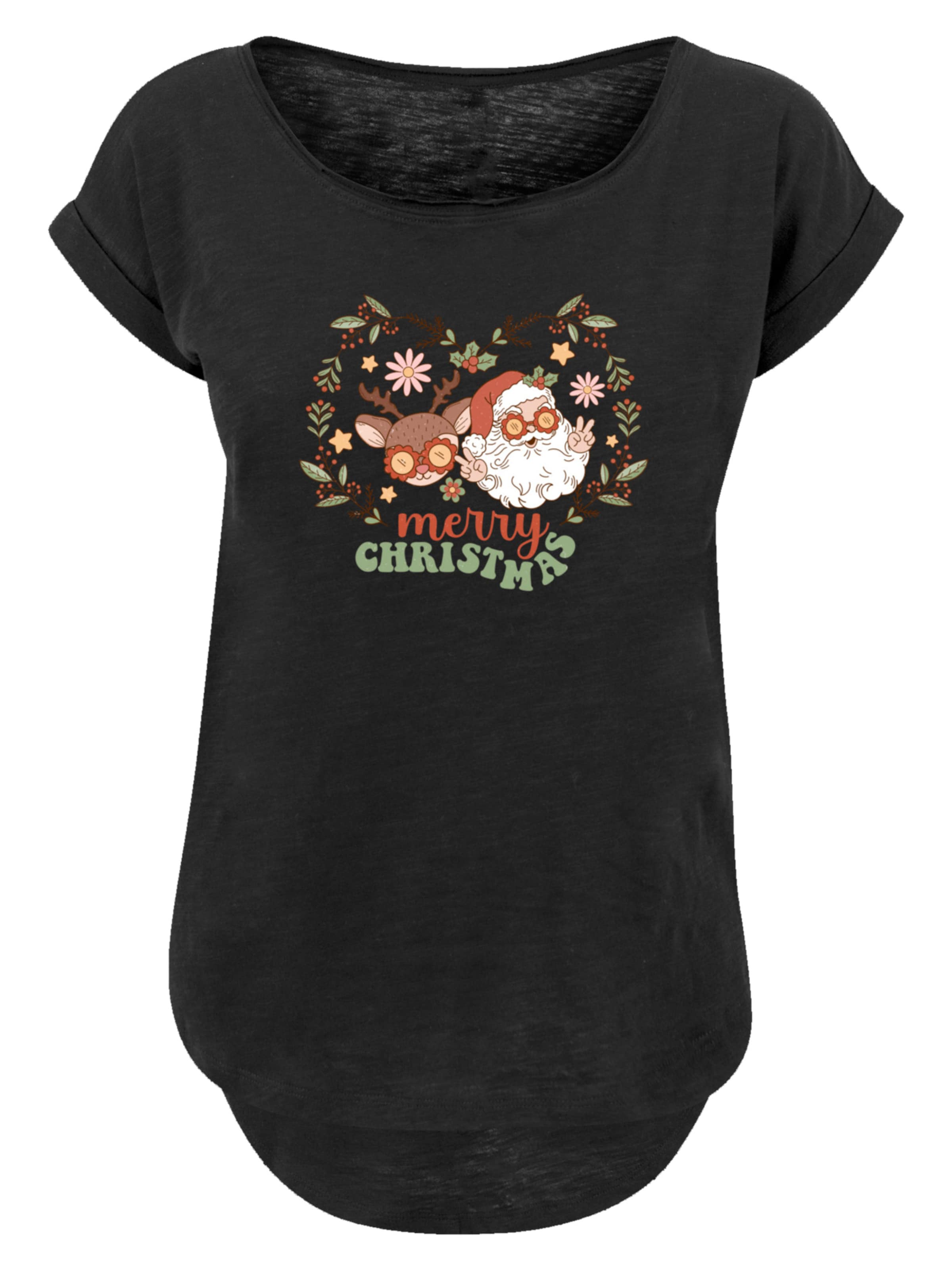 T-shirt 'Christmas Hippie Santa And Reindeer' F4NT4STIC en noir : devant