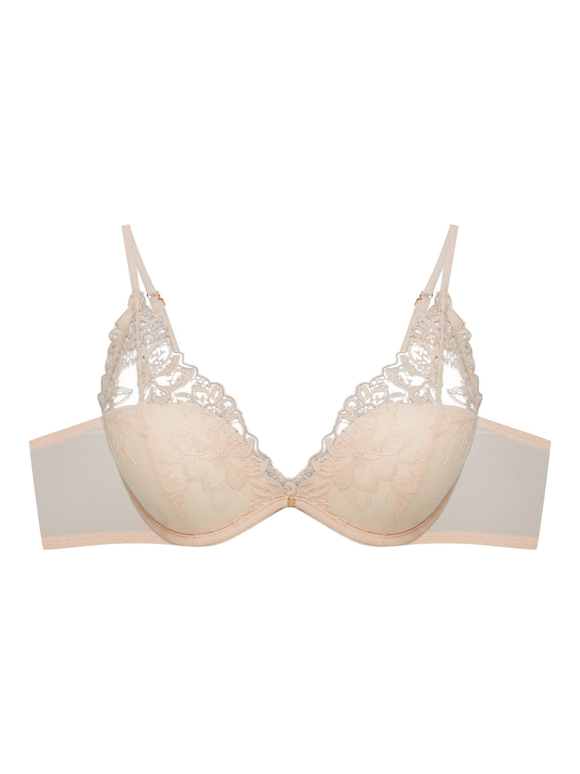 Push-up Reggiseno 'Push-up-BH Oleksa, Plunge-Dekolleté, florale Spitze 70E' di ESOTIQ in beige: frontale