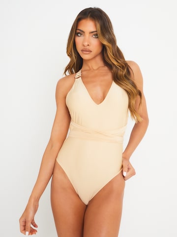 Triangle Maillot de bain 'Amour' Moda Minx en beige : devant