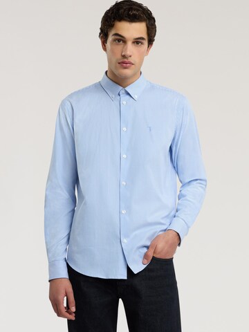 Trussardi Regular fit Button Up Shirt in Blue: front