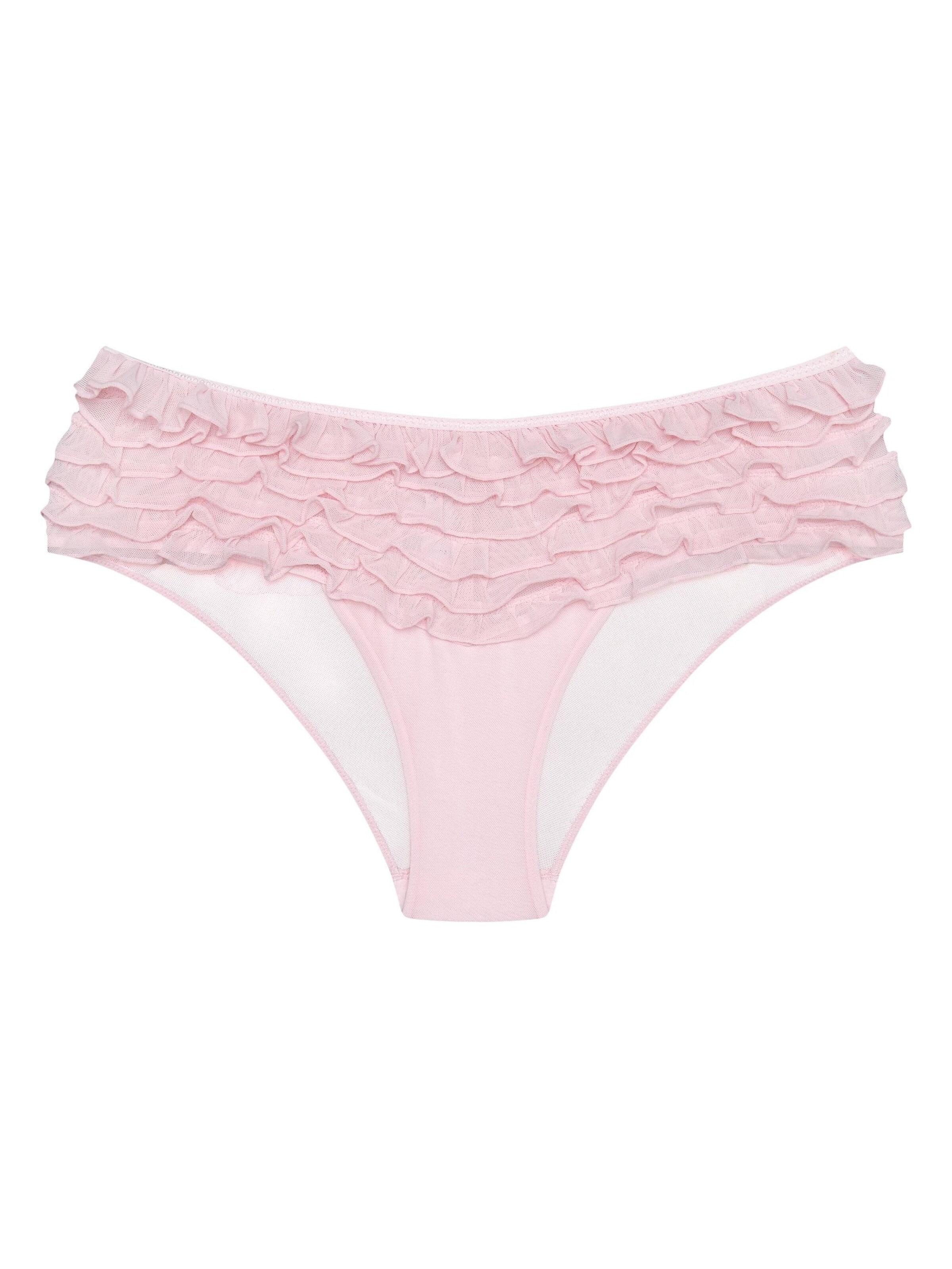 ESOTIQ - Panti 'Slip Afrill, zarte Rüschen, glatte Microfaser, transparent' en rosa: frente