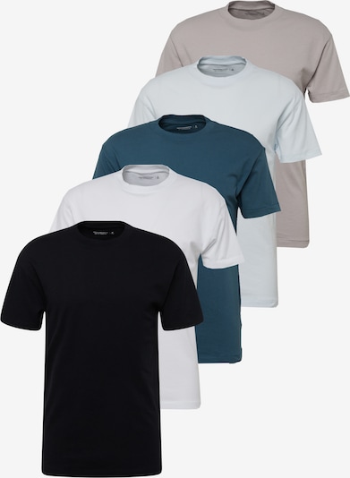 Abercrombie & Fitch T-Shirt en bleu marine / bleu cyan / pierre / blanc, Vue avec produit