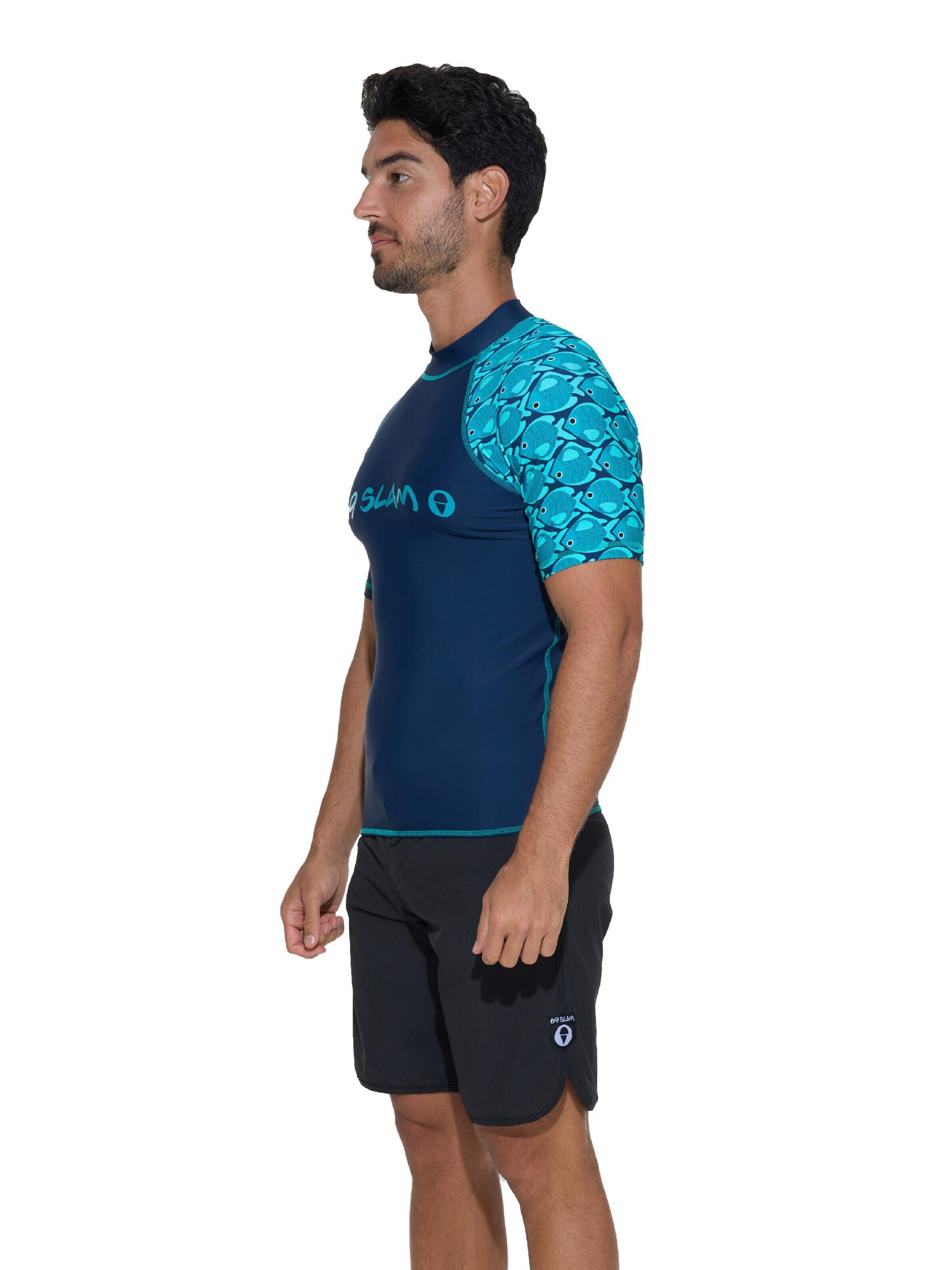 69Slam - Camiseta funcional 'KOA UPF50 FISHES' en azul