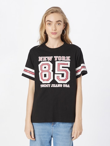 Tommy Jeans Shirt 'Collegiate' in Zwart: voorkant