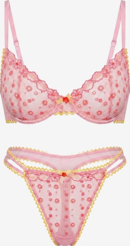 L.BEV Balconette Wäsche-Sets 'Dolce Vita Rosa' in Pink: Vorderseite