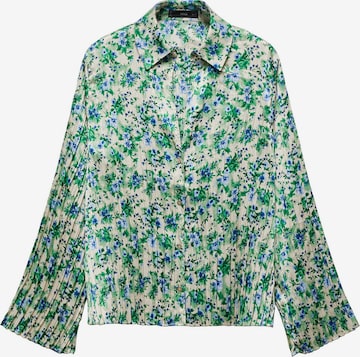 MANGO Blus 'BOUQUET' i grön: framsida