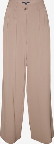 VERO MODA Wide leg Pleat-Front Pants 'PIXI' in Brown: front