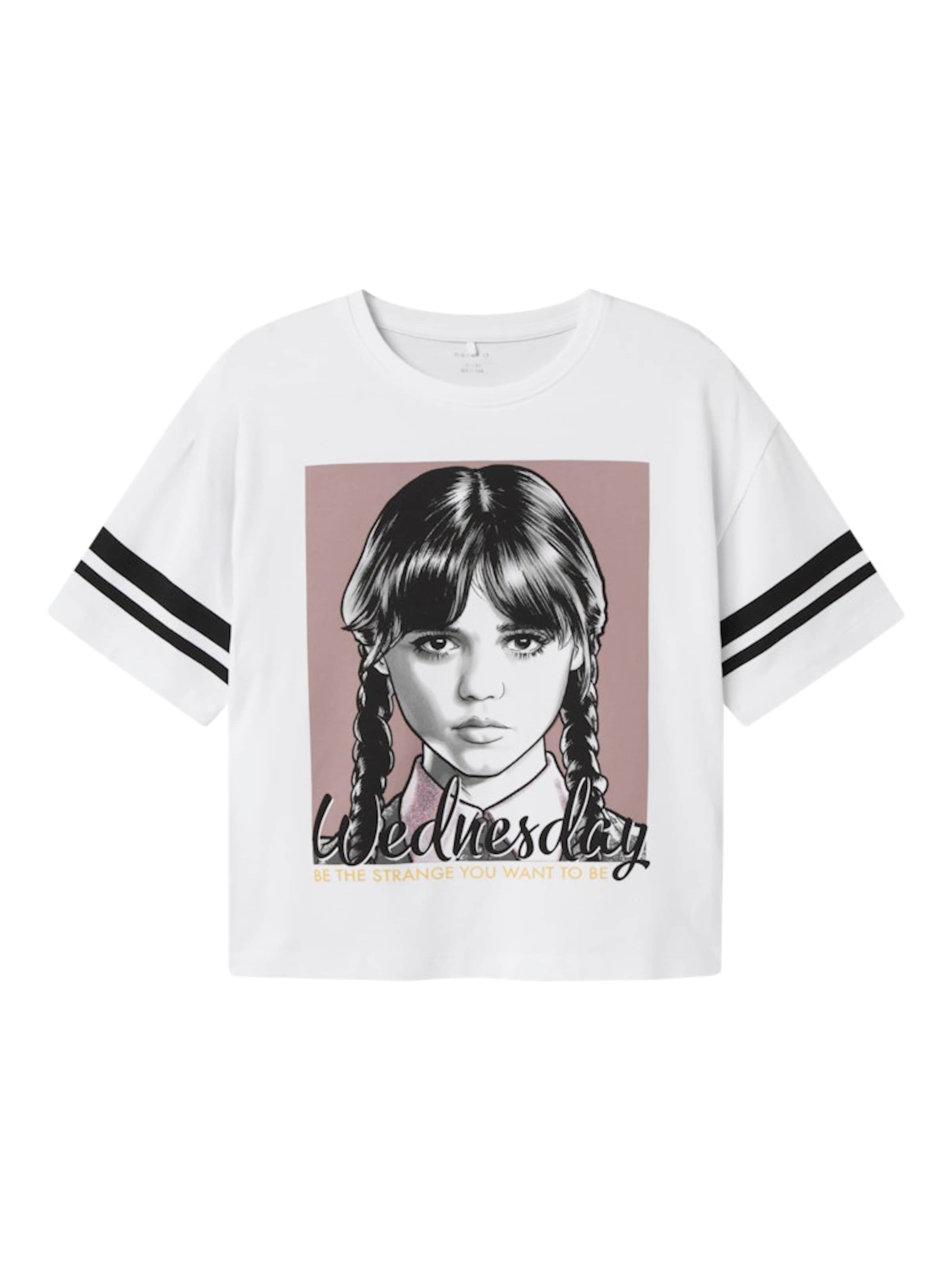 Tricou 'NKFJixina Wednesday' de la NAME IT pe alb: față