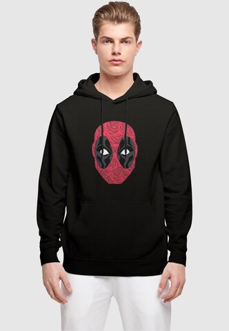 ABSOLUTE CULT Sweatshirt 'Deadpool - Head Of Roses' in Zwart: voorkant