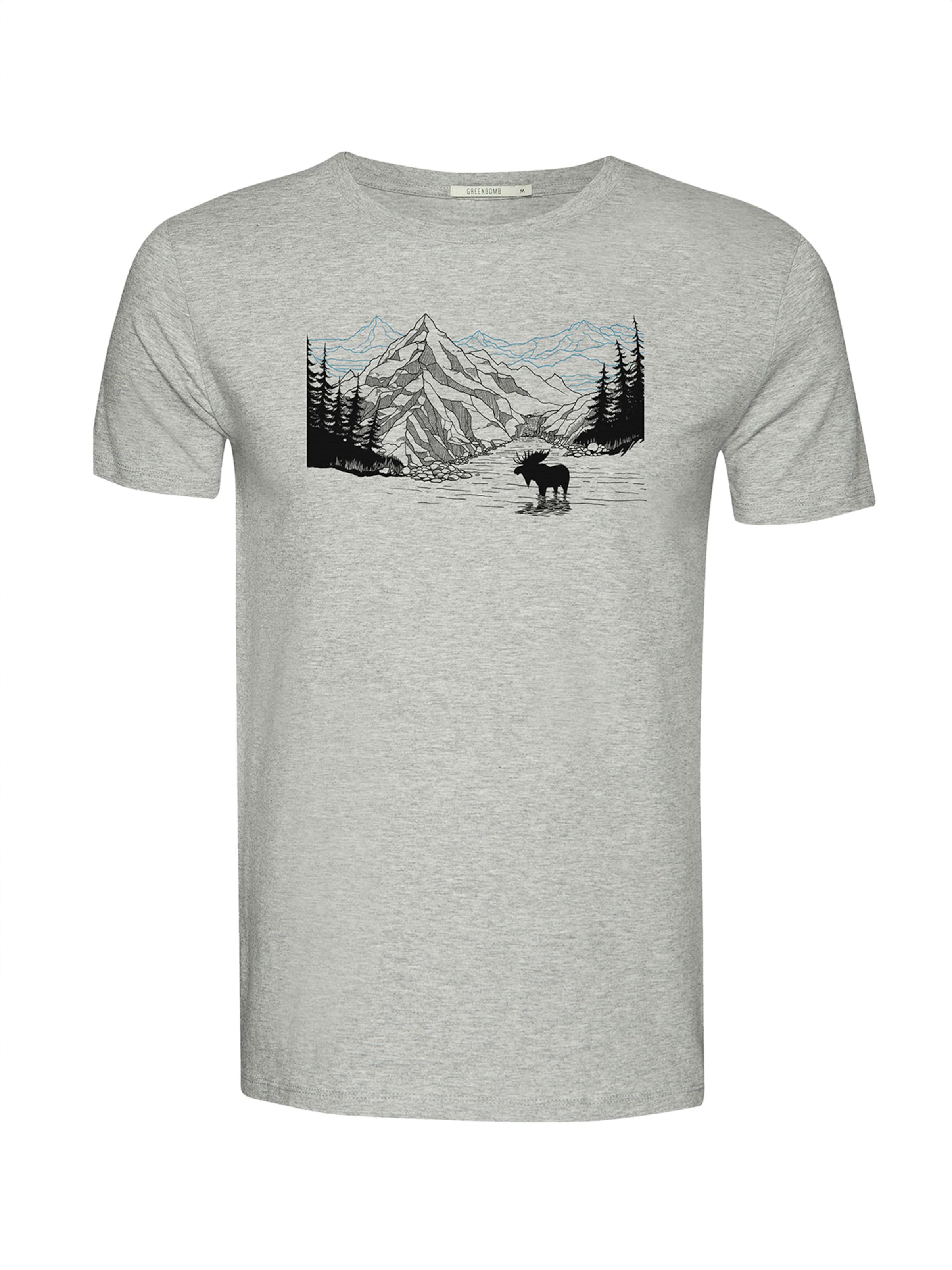 GREENBOMB T-Shirt 'Nature Moose Mountain' in Grau: Vorderseite