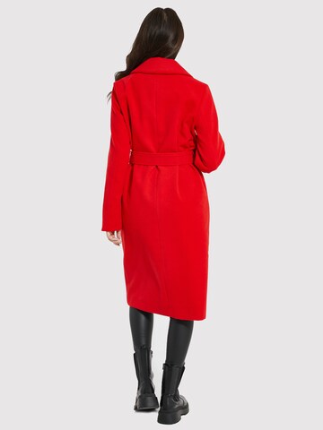 Threadbare Wintermantel 'THB Decaf Collar Belted Formal Coat' in Rood