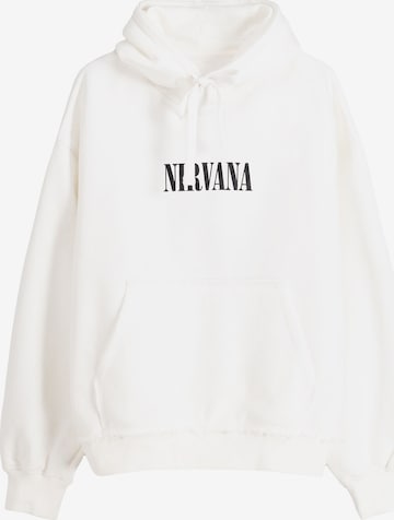 Sweat-shirt Bershka en blanc : devant