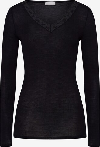 Hanro Longsleeve ' Woolen Lace ' in Schwarz: predná strana