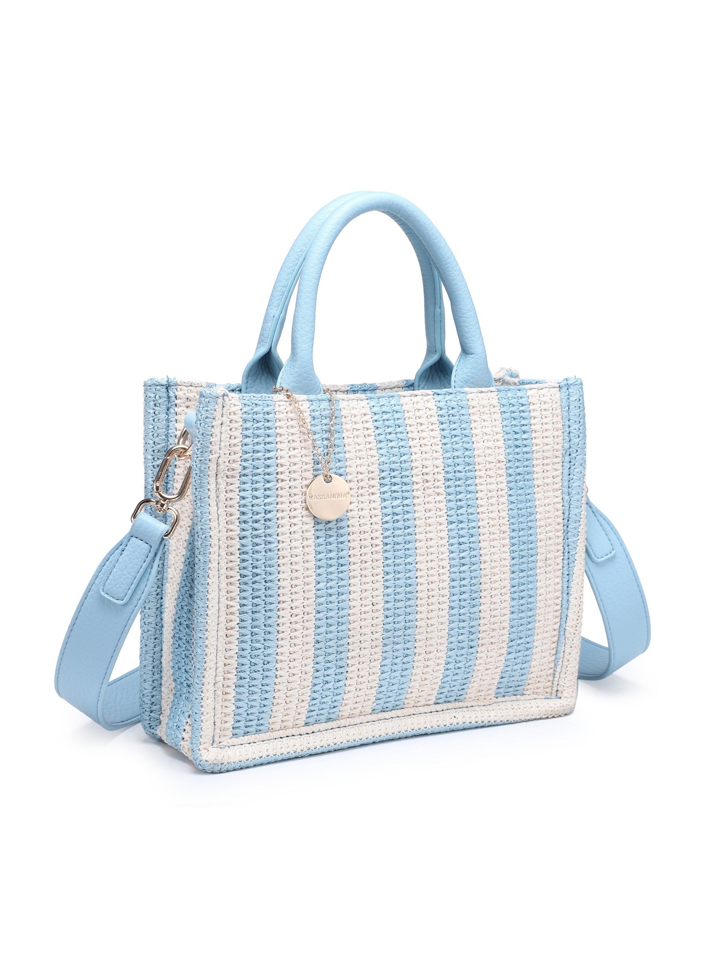 Borsa a tracolla 'Borsa a Tracolla Eliara Donna - Tessuto Intrecciato Rafia e' di Kassandra in blu