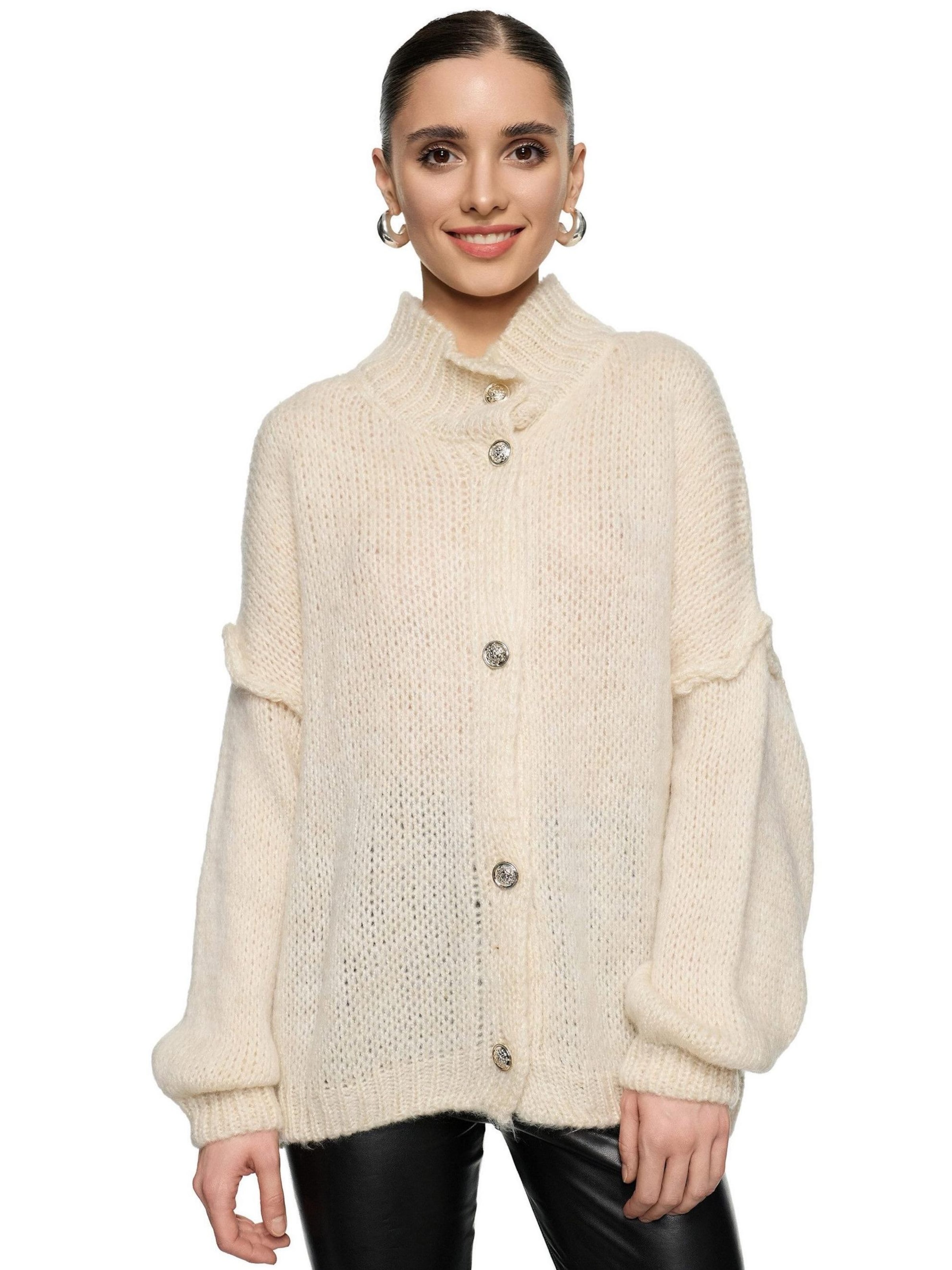 Worldclassca Oversized Cardigan 'Strickjacke mit Knopf' in Beige