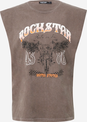 Nasty Gal Topp 'Rockstar Motorbike' i brun: framsida