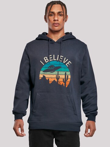 F4NT4STIC Sweatshirt 'I Believe UFO Alien Sonnenuntergang' in Blauw: voorkant