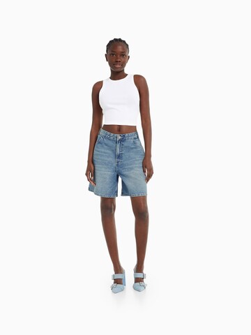 Bershka Wide Leg Shorts in Blau