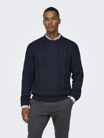 Pull-over 'FLETCHER' Only & Sons en bleu : devant