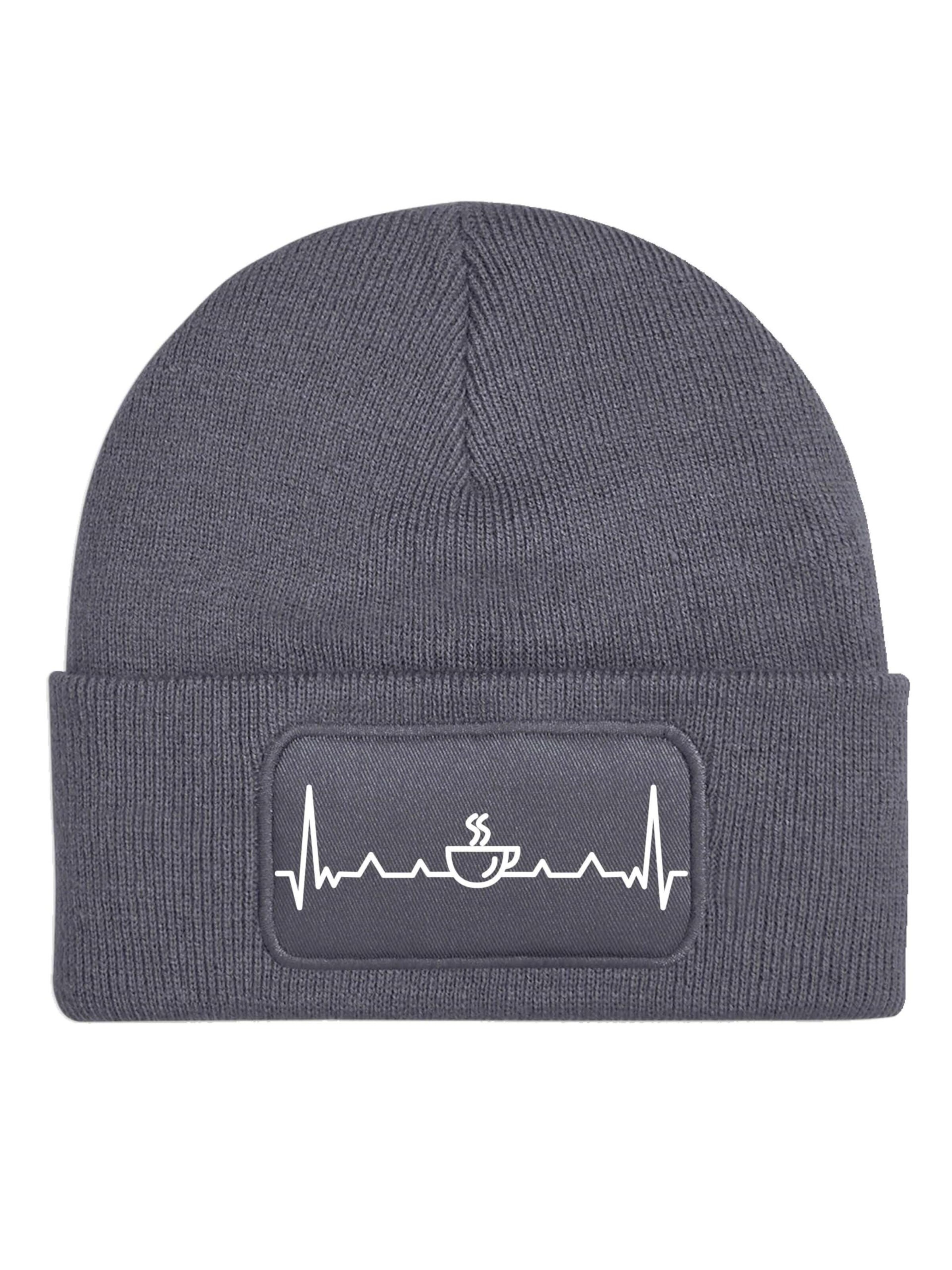 Youth Designz Beanie 'Heartbeat Kaffee' in Grey: front