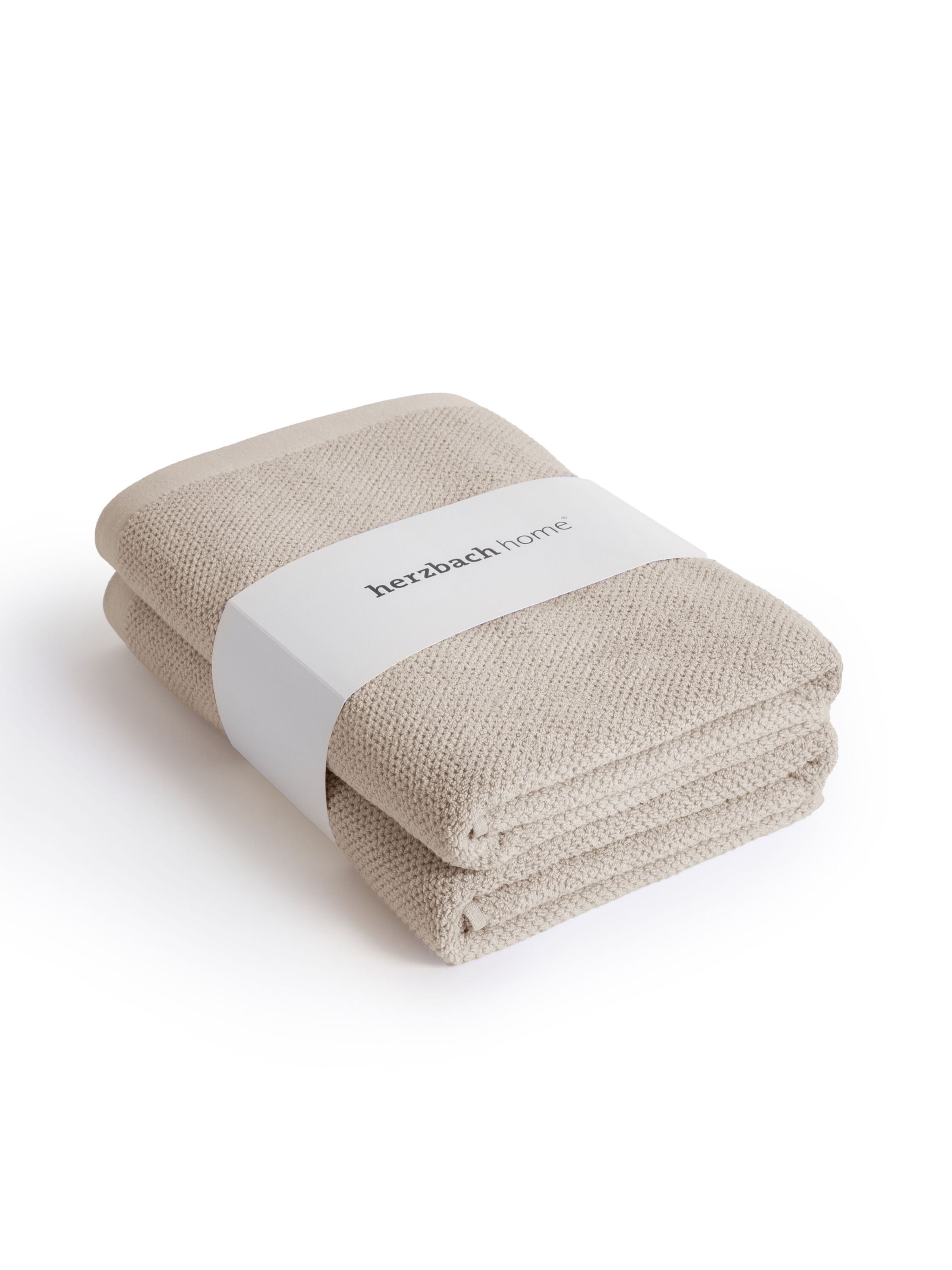 Serviette de douche Herzbach home en beige : devant