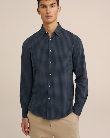 WE Fashion Slim fit Button Up Shirt in Blue: front