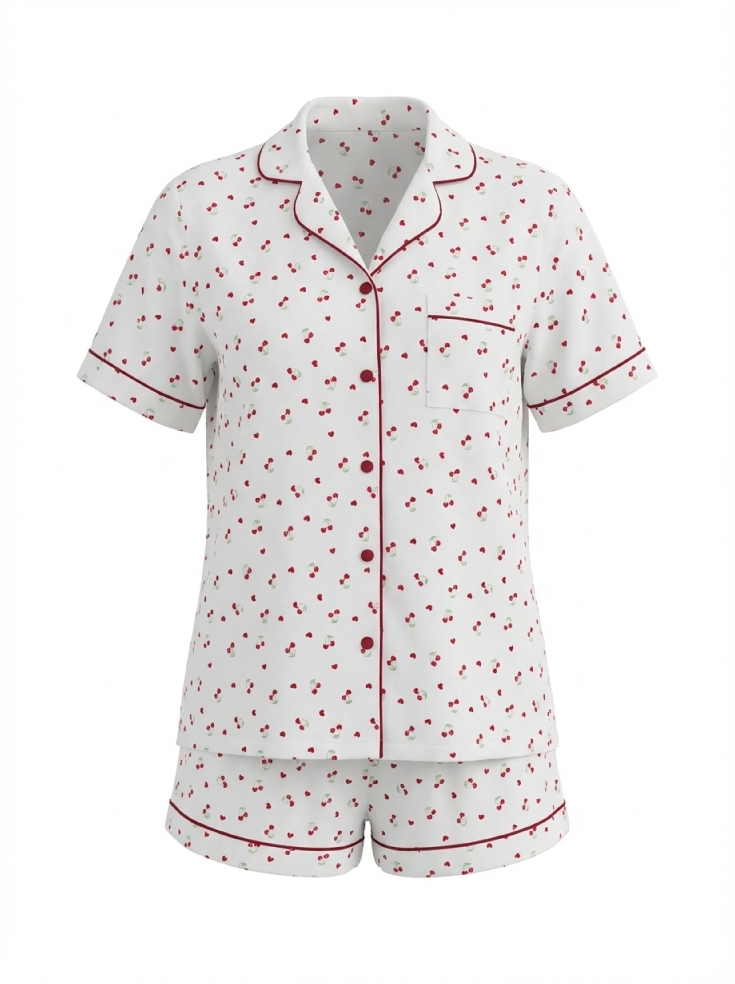 Loungeable Short Pajama Set in White: front