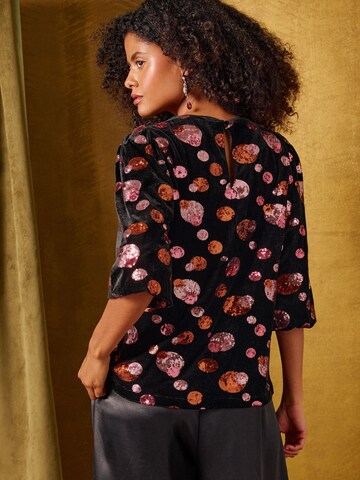 Chemisier love & roses en noir