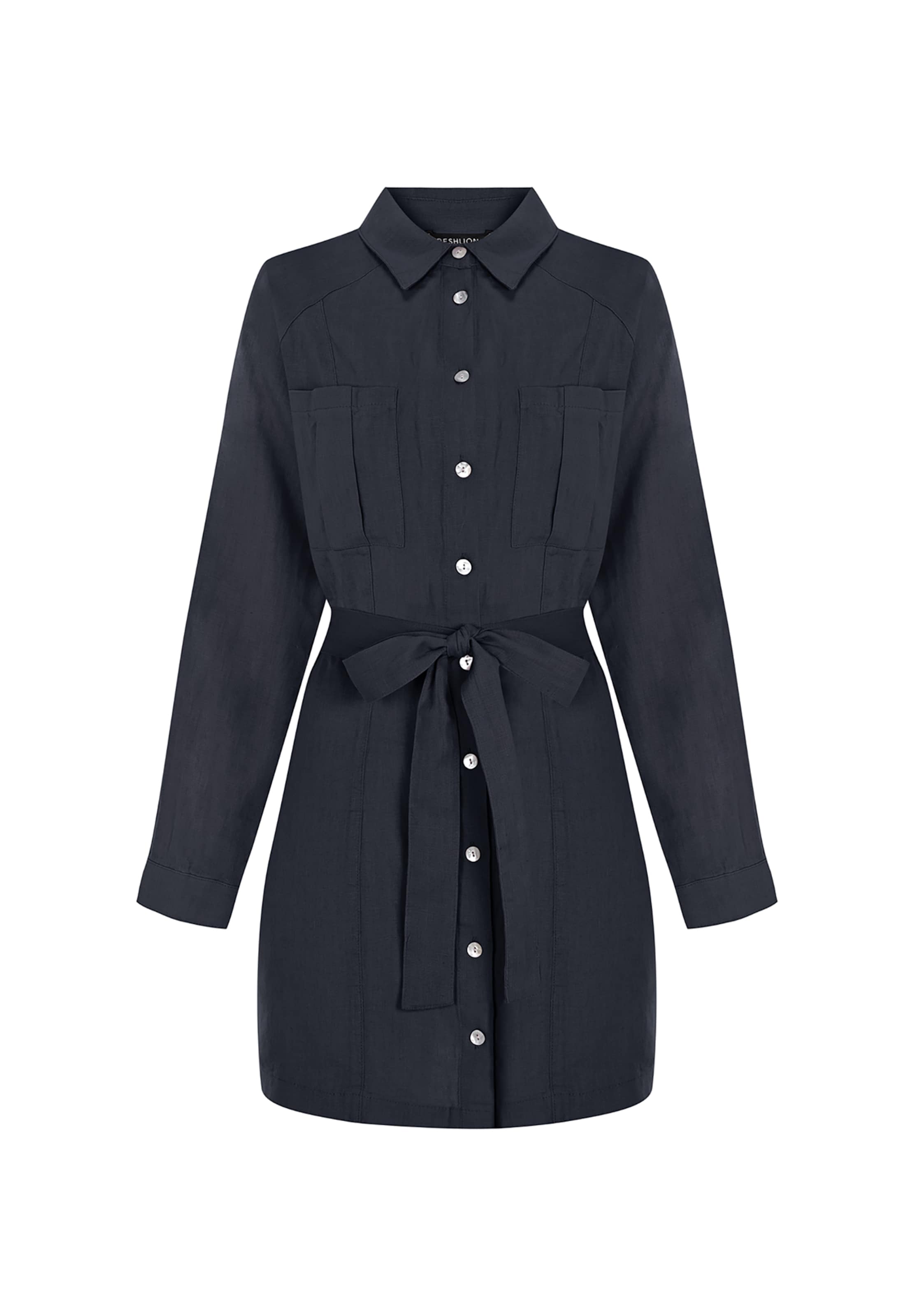 FRESHLIONS Hemdkleid 'Belinda' in Blau: Vorderseite