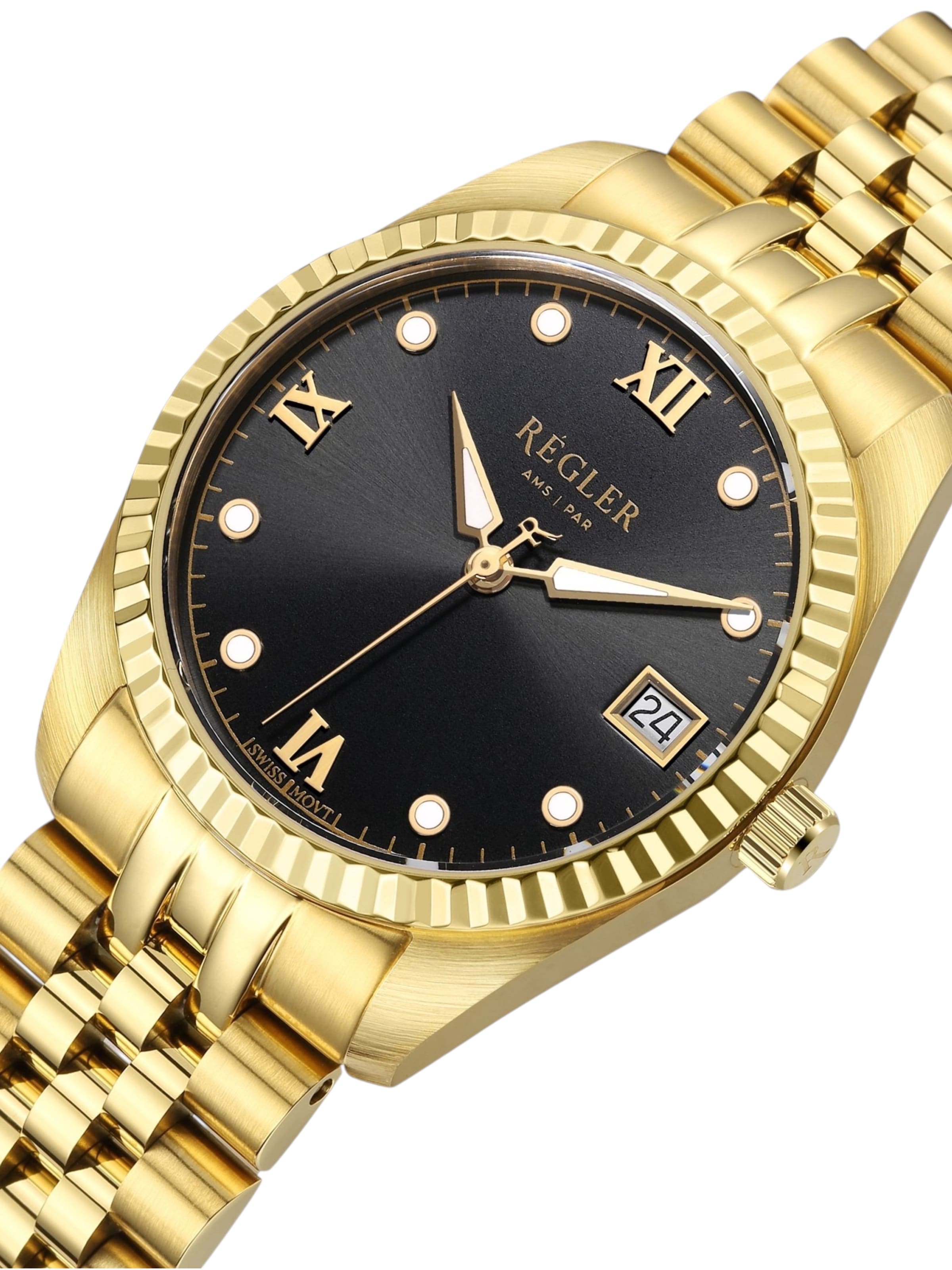 Régler Analoguhr 'Régler Liberté Steel Gold - Black'‌‌‌‌ in Gold