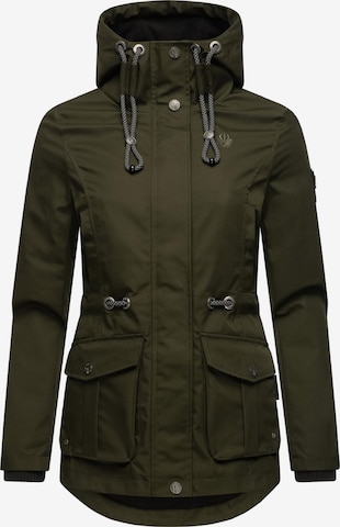 MARIKOO Between-seasons parka 'Babetaa' in Green: front