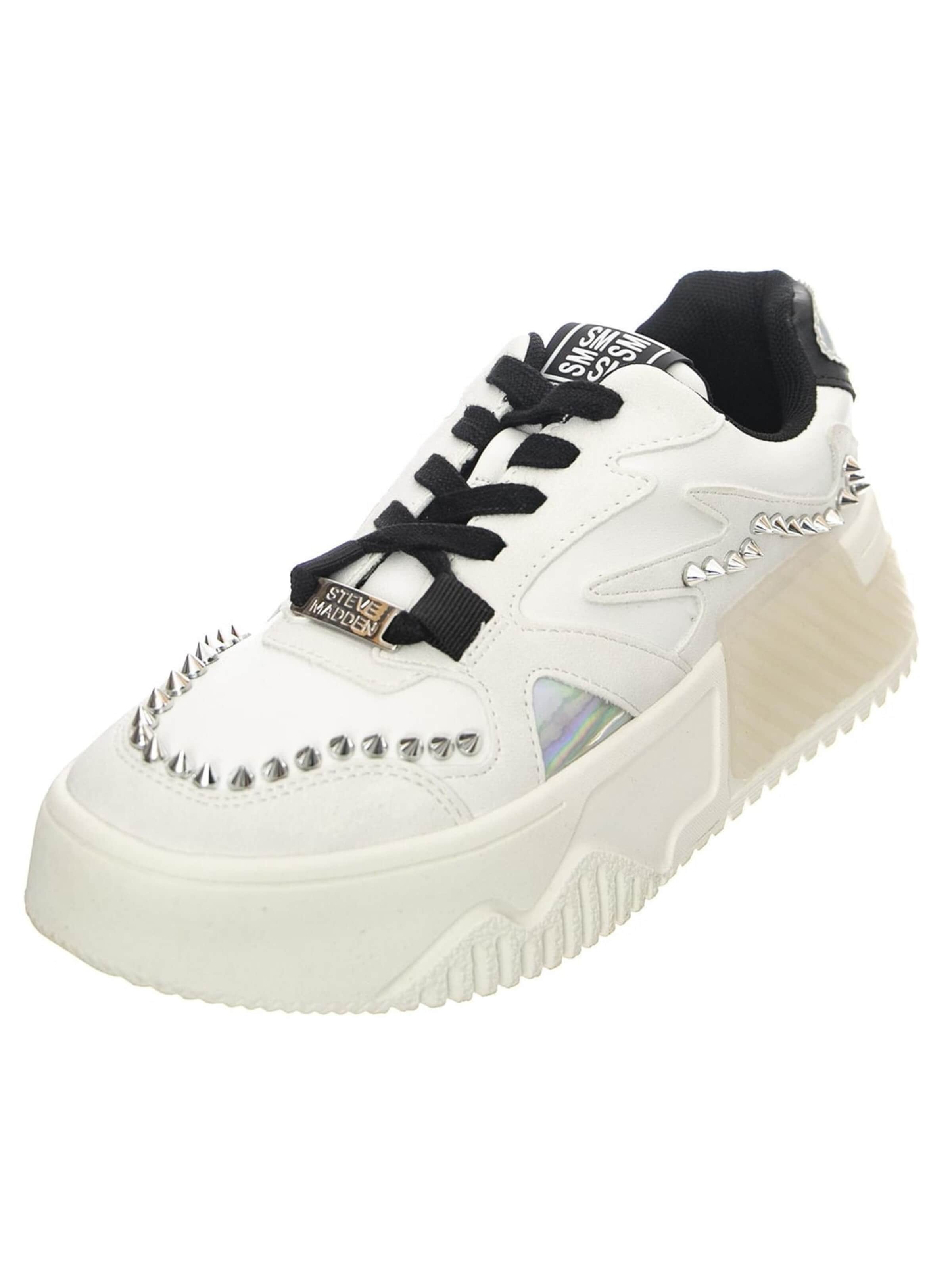 STEVE MADDEN Sportslig snøresko 'W' Whirl Black Multi Lace-Up Low-Profile Shoes' i hvid: forside