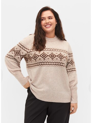 Pull-over 'Mnordic New' Zizzi en beige : devant