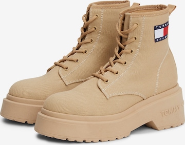 Tommy Jeans Lace-Up Ankle Boots in Beige