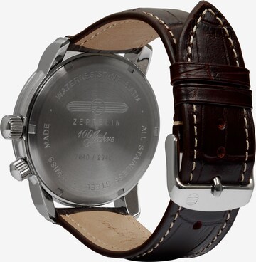 Zeppelin Analog Watch 'Dual Time Big Date' in Brown
