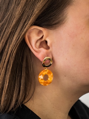 Fräulein Wunder Earrings 'Acetat Adua' in Orange
